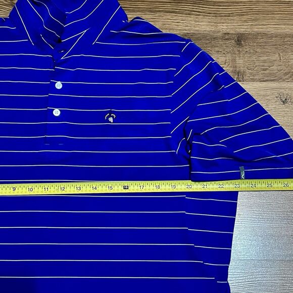 KJUS Polo Shirt Mens 52 Large Blue Stripe Golf Performance Pullover Short Sleeve - Picture 6 of 7